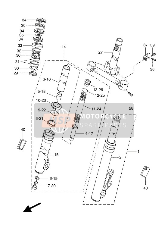 Yamaha CW50 2012 Tenedor frontal para un 2012 Yamaha CW50